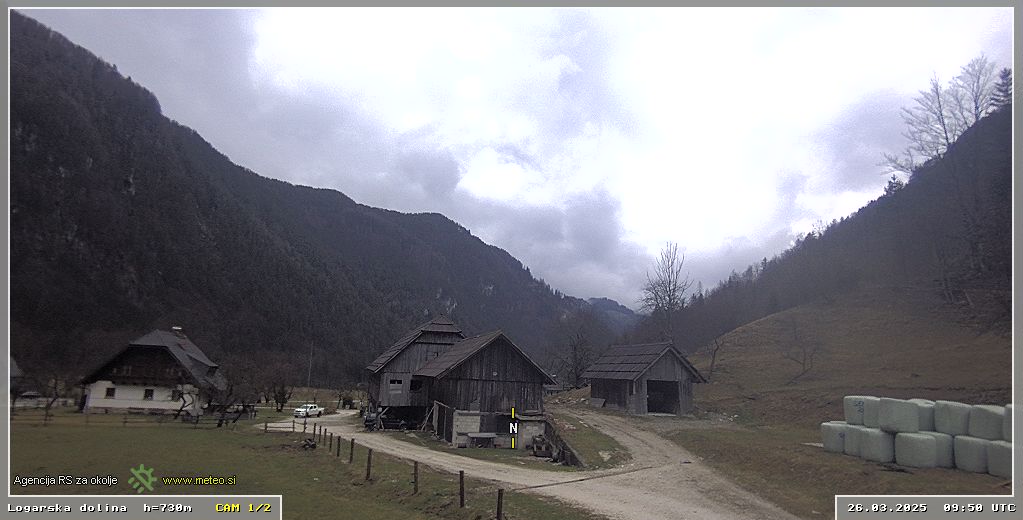 Spletna kamera Logarska dolina 730 m - pogled proti severu