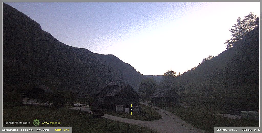 Webcam Logar valley 730 m - view towards north