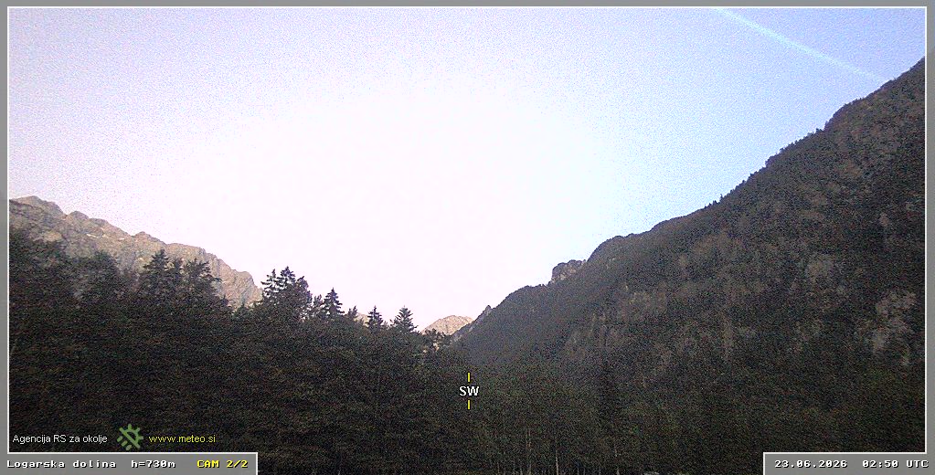 Webcam Logar valley 730 m - view towards southwest