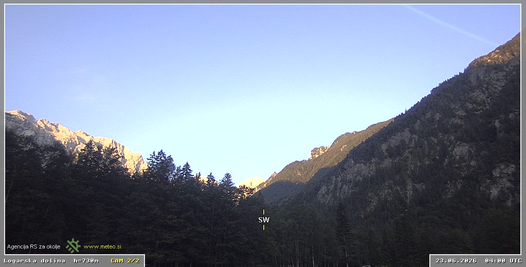 Webcam Logar valley 730 m - view towards southwest