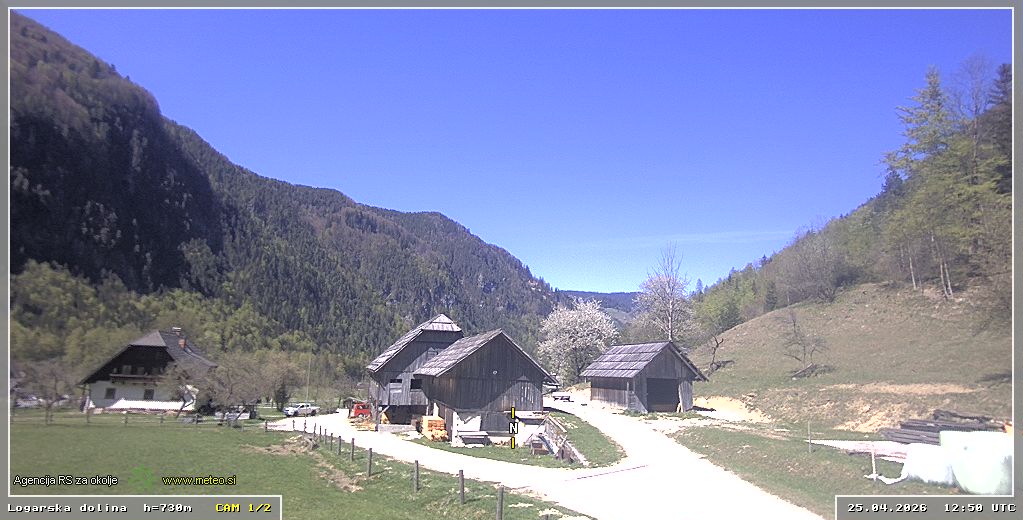 Spletna kamera Logarska dolina 730 m - pogled proti severu