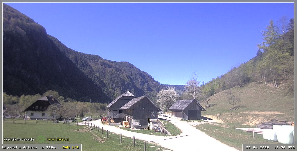 Spletna kamera Logarska dolina 730 m - pogled proti severu