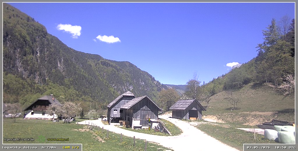 Webcam Logar valley 730 m - view towards north