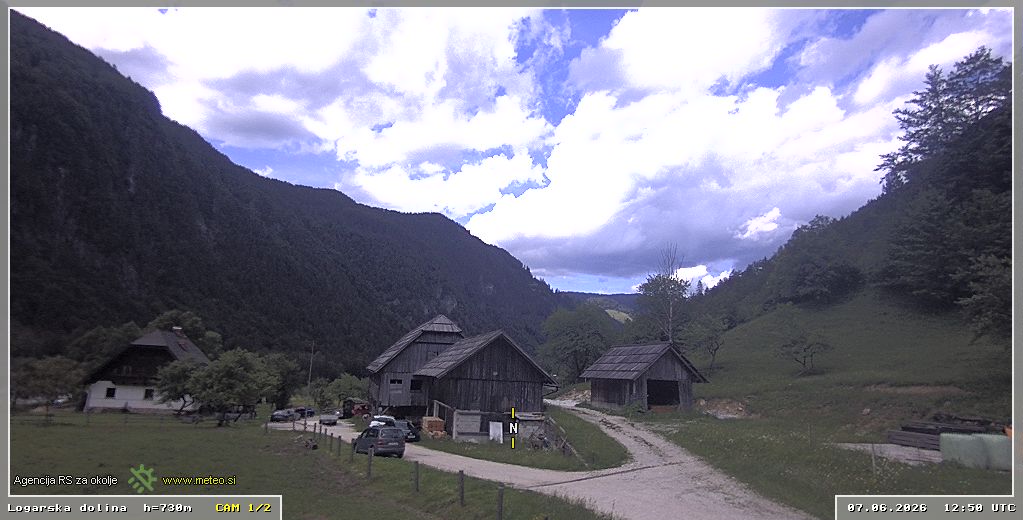 Spletna kamera Logarska dolina 730 m - pogled proti severu