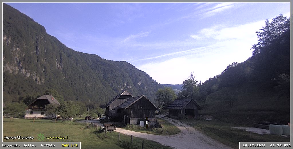 Webcam Logar valley 730 m - view towards north