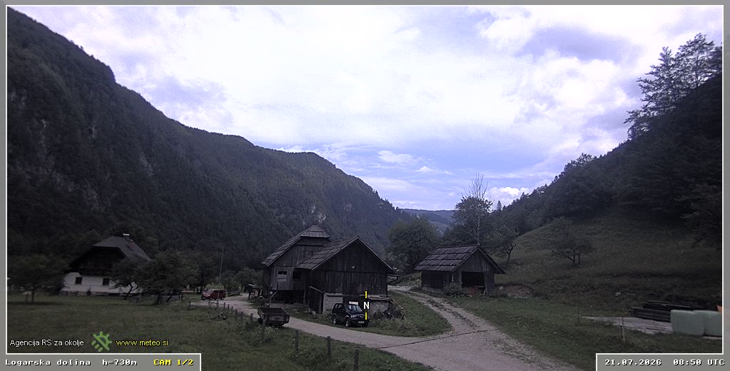 Spletna kamera Logarska dolina 730 m - pogled proti severu