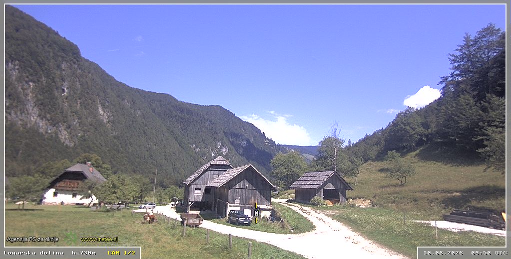 Spletna kamera Logarska dolina 730 m - pogled proti severu