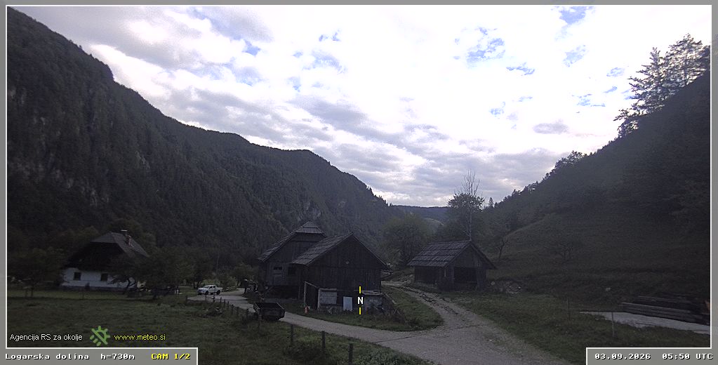 Webcam Logar valley 730 m - view towards north