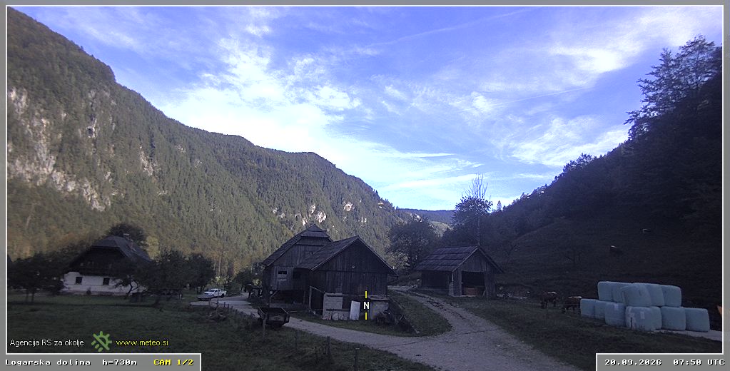Spletna kamera Logarska dolina 730 m - pogled proti severu