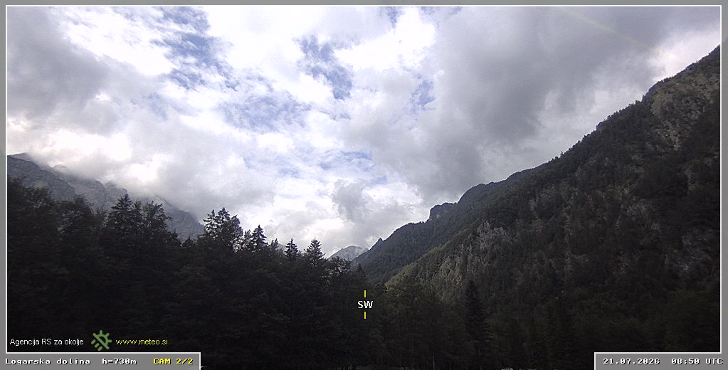 Spletna kamera Logarska dolina 730 m - pogled proti jugozahodu